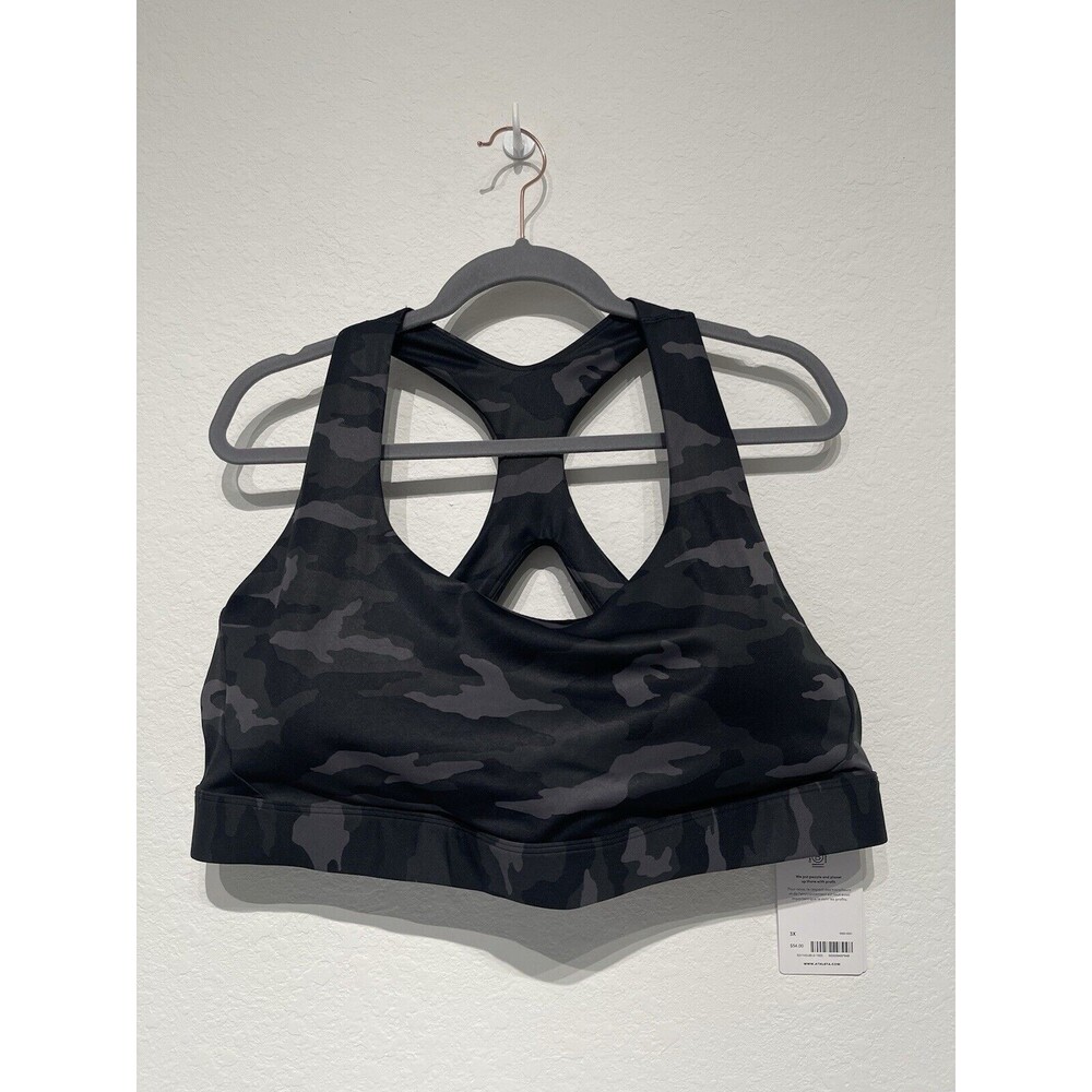 Athleta Black & Charcoal Camo Racerback Sports Bra